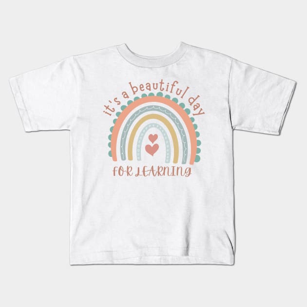 It's Beautiful Day For Learning Retro Teacher Students Kids T-Shirt by hirashop